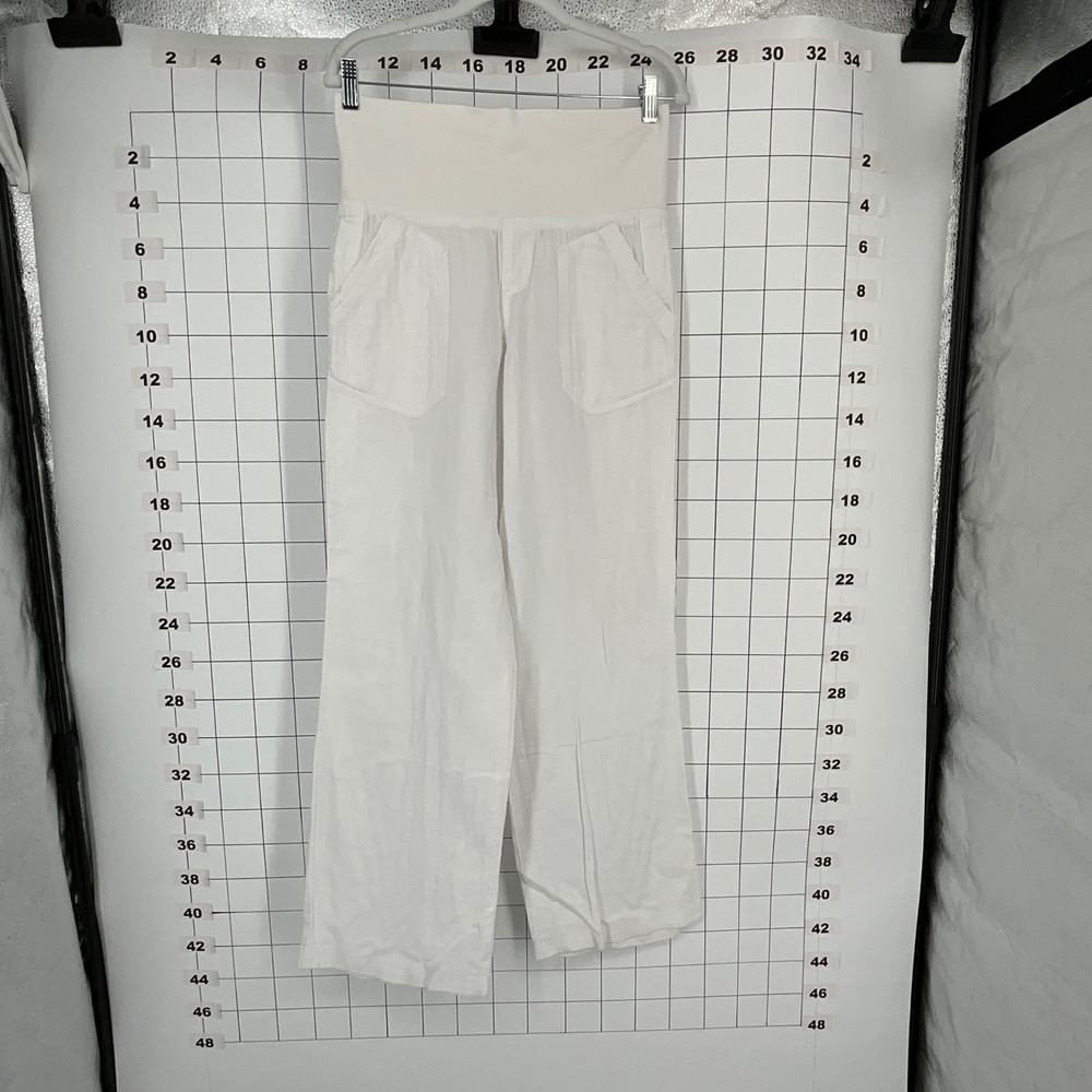 Democracy Wide Leg Maternity Pants in Cream - Picture 7 of 9